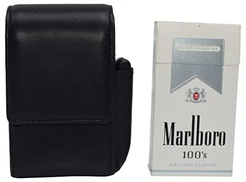 1847 Genuine Leather Cigarette Box Anti-Scratch Protective Storage Case with Lighter Holder