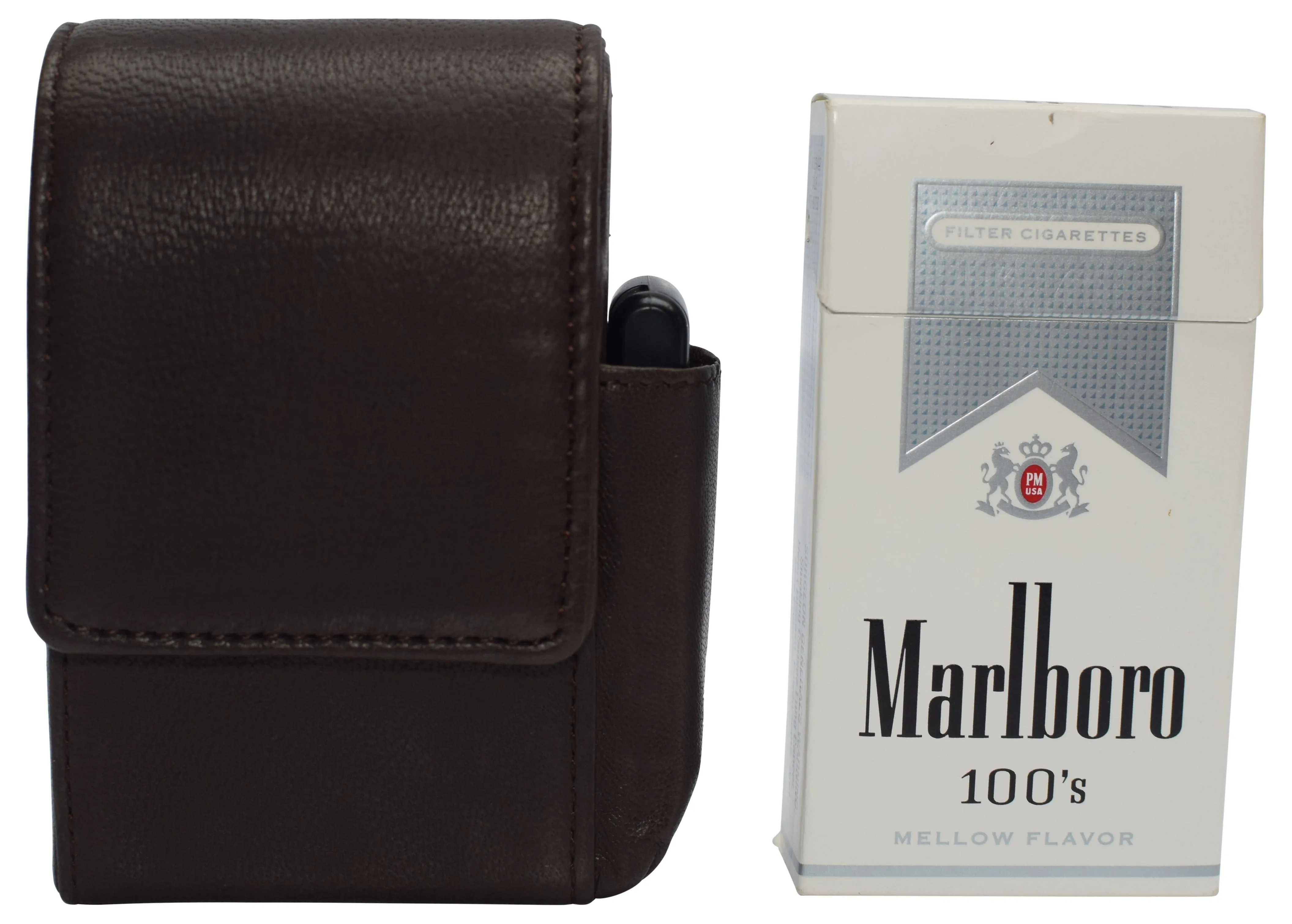 1847 Genuine Leather Cigarette Box Anti-Scratch Protective Storage Case with Lighter Holder