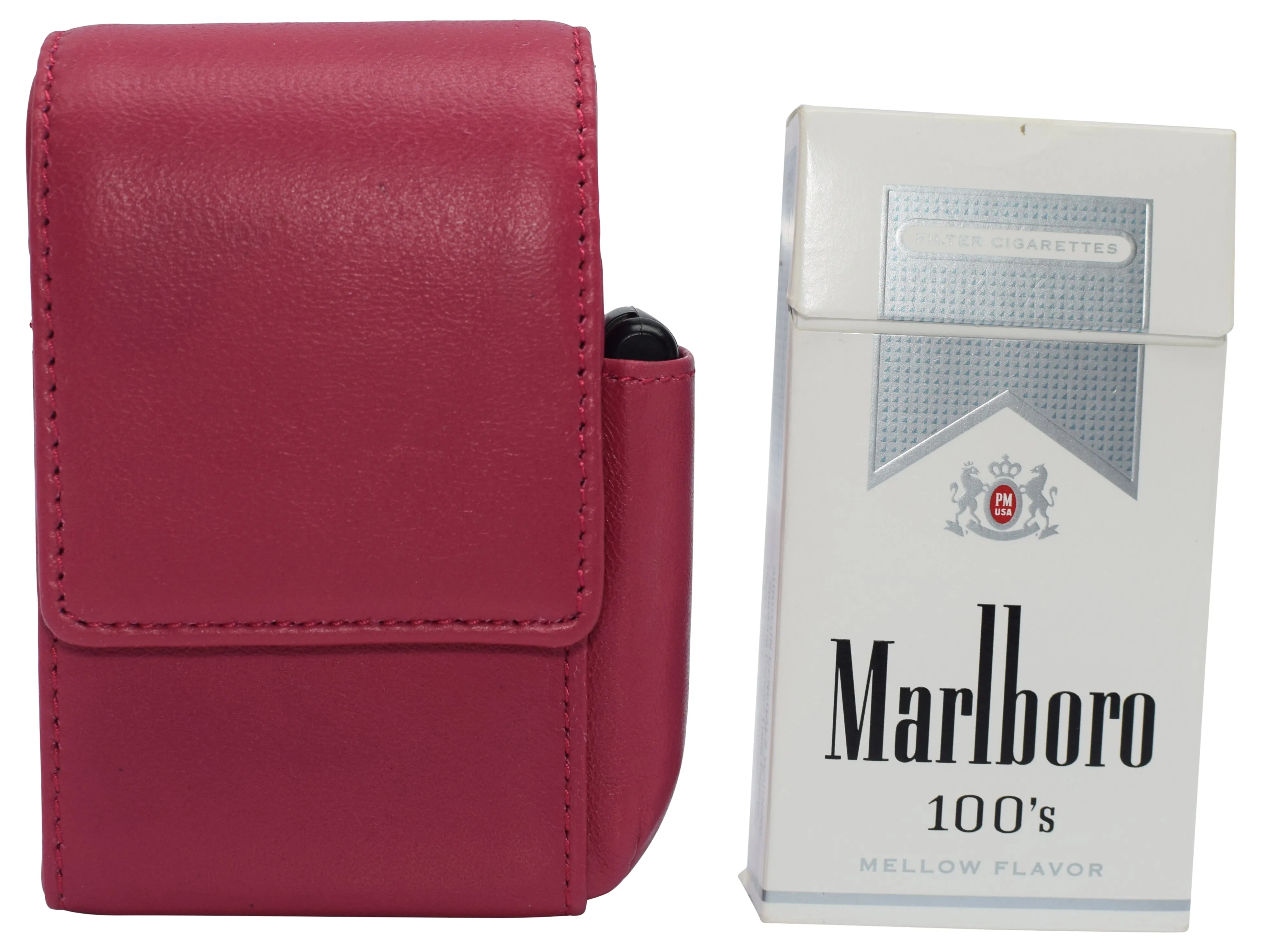 1847 Genuine Leather Cigarette Box Anti-Scratch Protective Storage Case with Lighter Holder