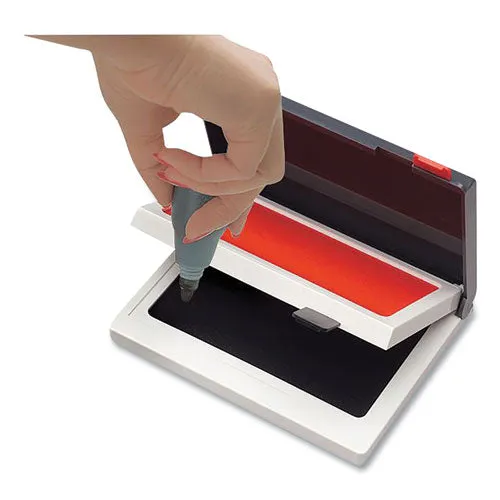 2000 Plus Two-color Felt Stamp Pad Case, 4" X 2", Black/red