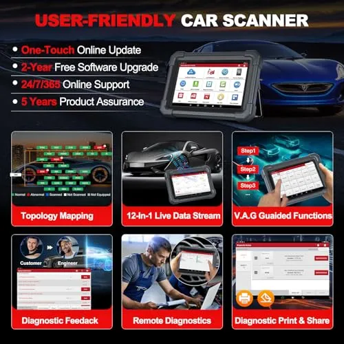 2024 LAUNCH X431 PRO3 ACE Elite Bidirectional Scan Tool with DBSCar VII Connector,HD Truck Scan,OEM Topology Map,Online Coding & 50  Reset for All Cars,CAN FD & DoIP,FCA AutoAuth,2-Year Free Update