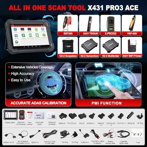 2024 LAUNCH X431 PRO3 ACE Elite Bidirectional Scan Tool with DBSCar VII Connector,HD Truck Scan,OEM Topology Map,Online Coding & 50  Reset for All Cars,CAN FD & DoIP,FCA AutoAuth,2-Year Free Update