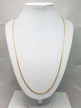 22.75"  20k Solid Yellow Gold Box Style Link Chain Necklace