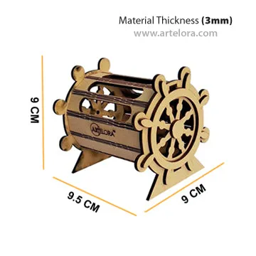 3D Model Laser Cutting Ship Wheel Pen Holder