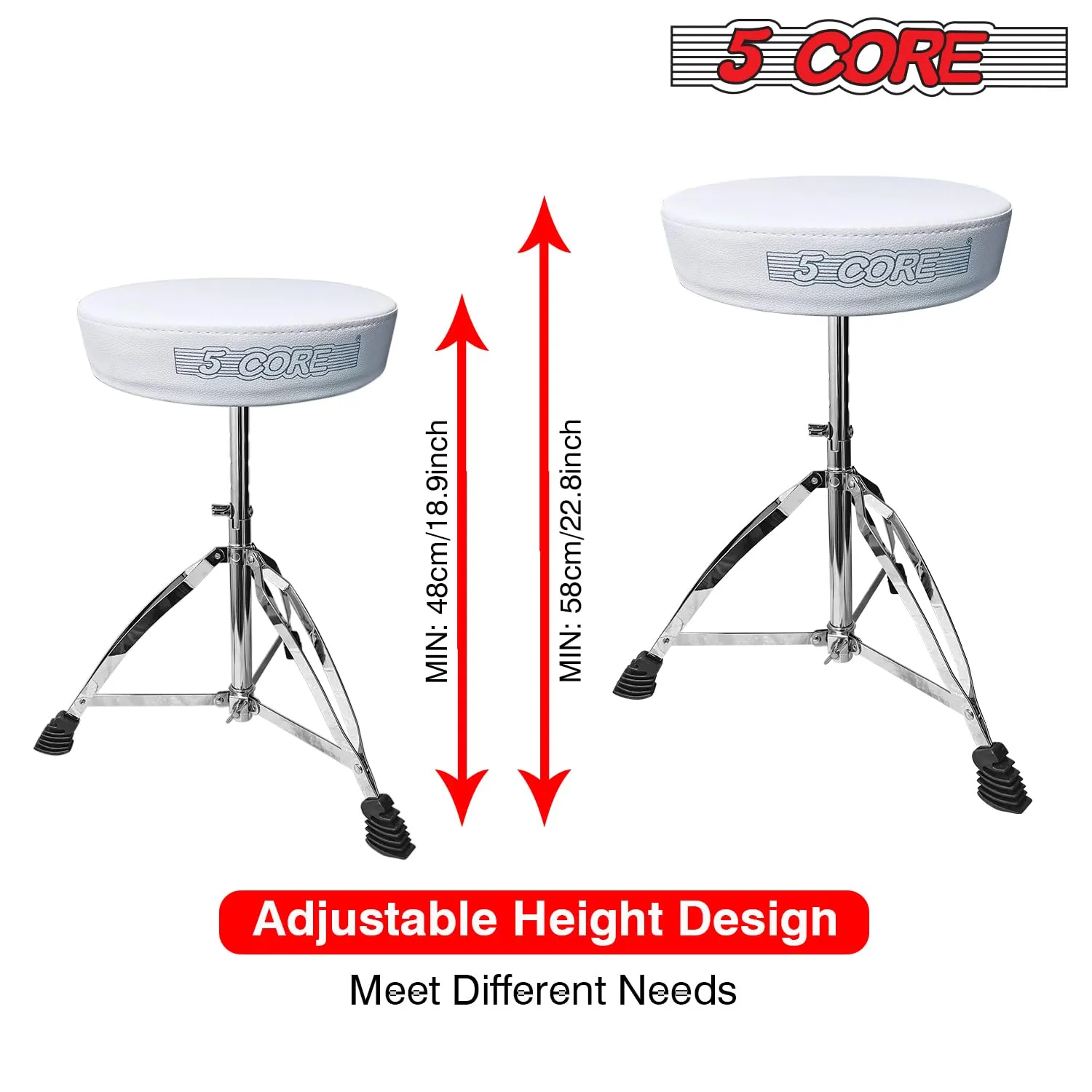 5 Core Drum Throne Height Adjustable Thick Padded Memory Foam Seat Chair