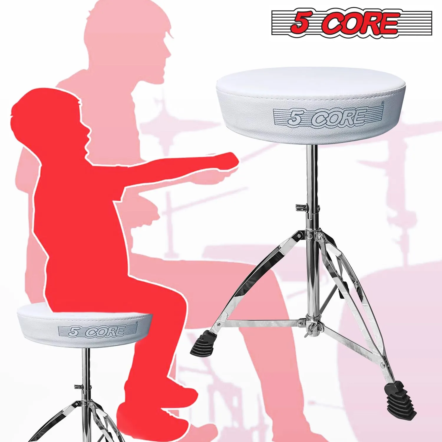 5 Core Drum Throne Height Adjustable Thick Padded Memory Foam Seat Chair