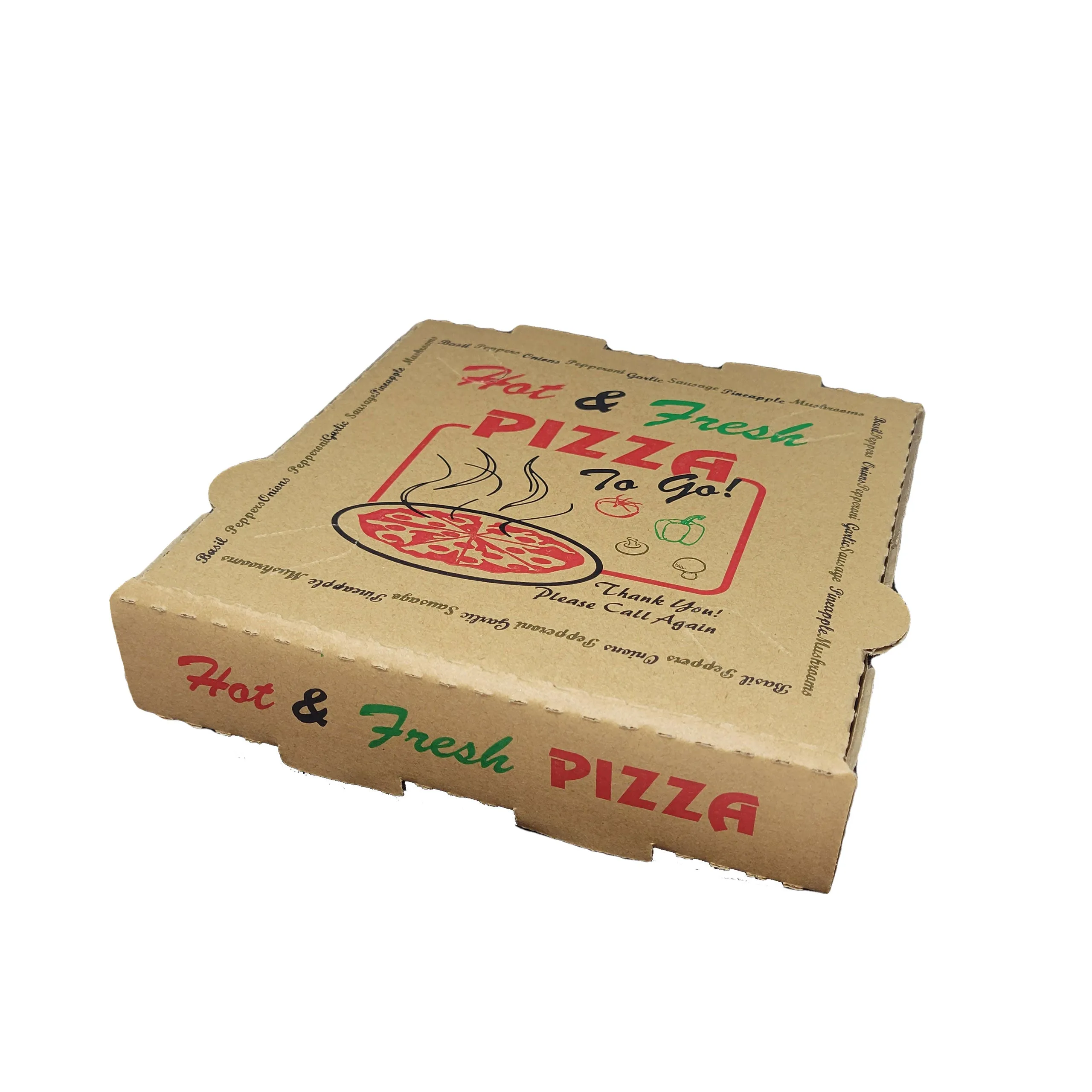 50 Pack Pizza Box 4 Color Print "Hot & Fresh" Pizza - Kraft Base