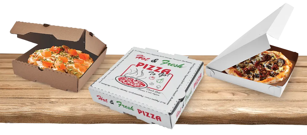 50 Pack Pizza Box 4 Color Print "Hot & Fresh" Pizza - Kraft Base