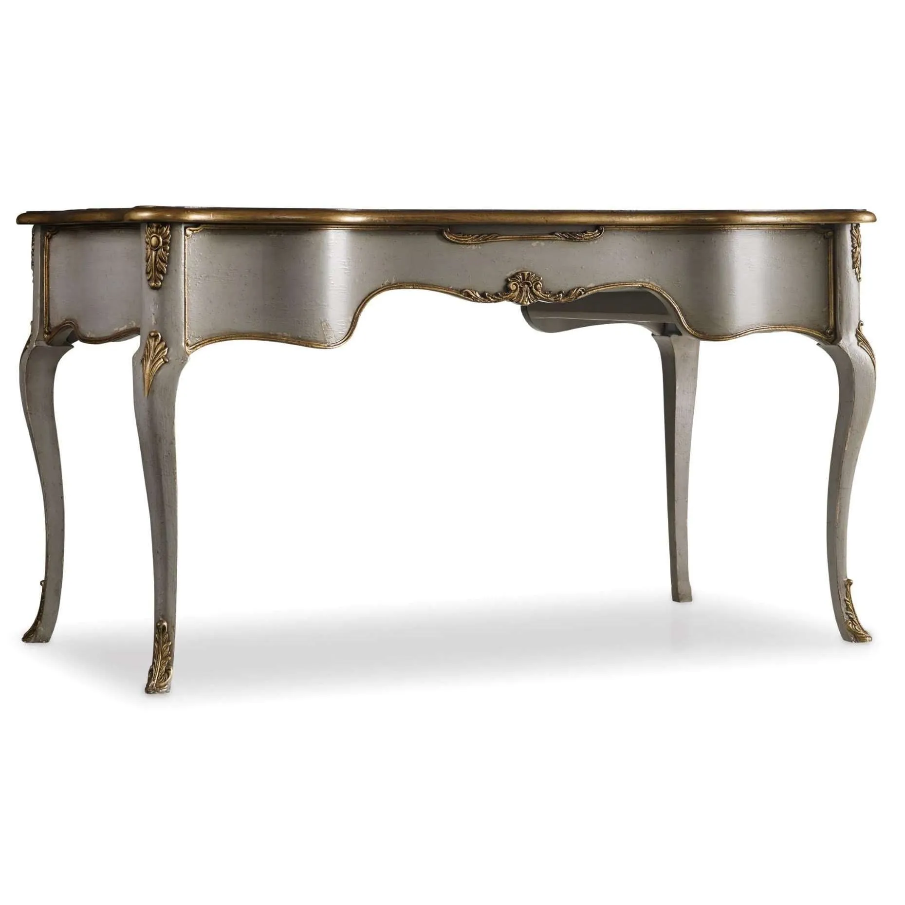 5198-10 Exquisite French-Style 54 Inch Hardwood Writing Desk with Gold Accents & Efficient Storage Solutions