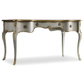 5198-10 Exquisite French-Style 54 Inch Hardwood Writing Desk with Gold Accents & Efficient Storage Solutions