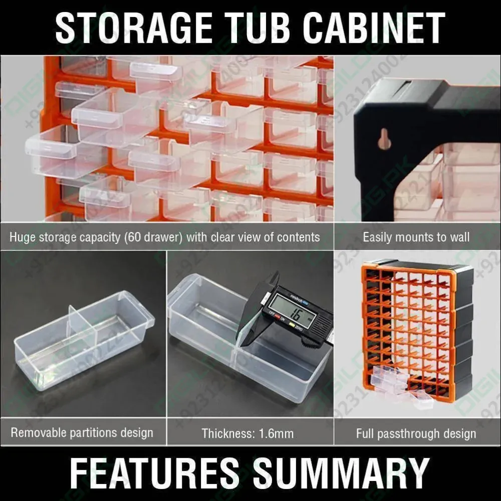 60 Drawer Plastic Component Storage Tools Box Makeup Jewelry Medicine Stationery Organizer