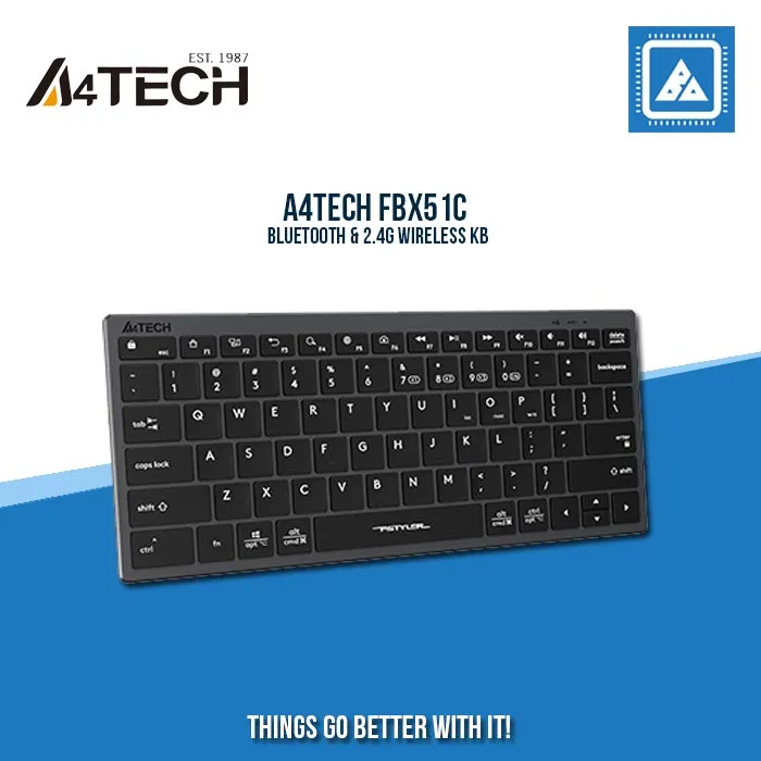 A4TECH FBX51C FSTYLER BLUETOOTH & 2.4G WIRELESS COMPACT KEYBOARD (GRAY)