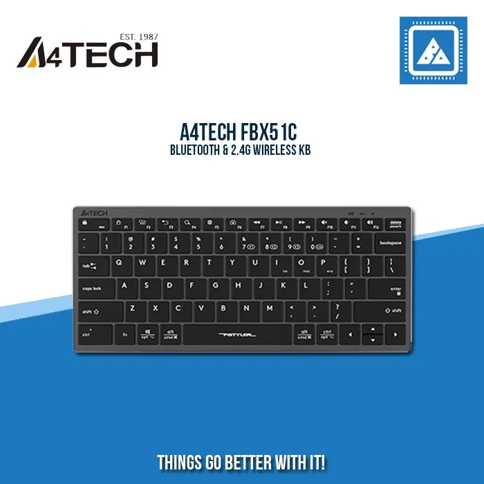 A4TECH FBX51C FSTYLER BLUETOOTH & 2.4G WIRELESS COMPACT KEYBOARD (GRAY)