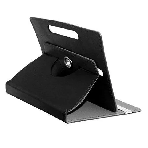 Acm Rotating Leather Flip Case For Micromax Canvas Tab P681 Tablet Cover Stand Black (FREE Acm Wallet Included)