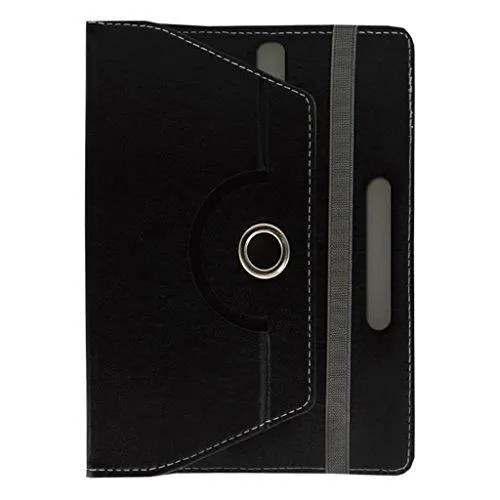 Acm Rotating Leather Flip Case For Micromax Canvas Tab P681 Tablet Cover Stand Black (FREE Acm Wallet Included)