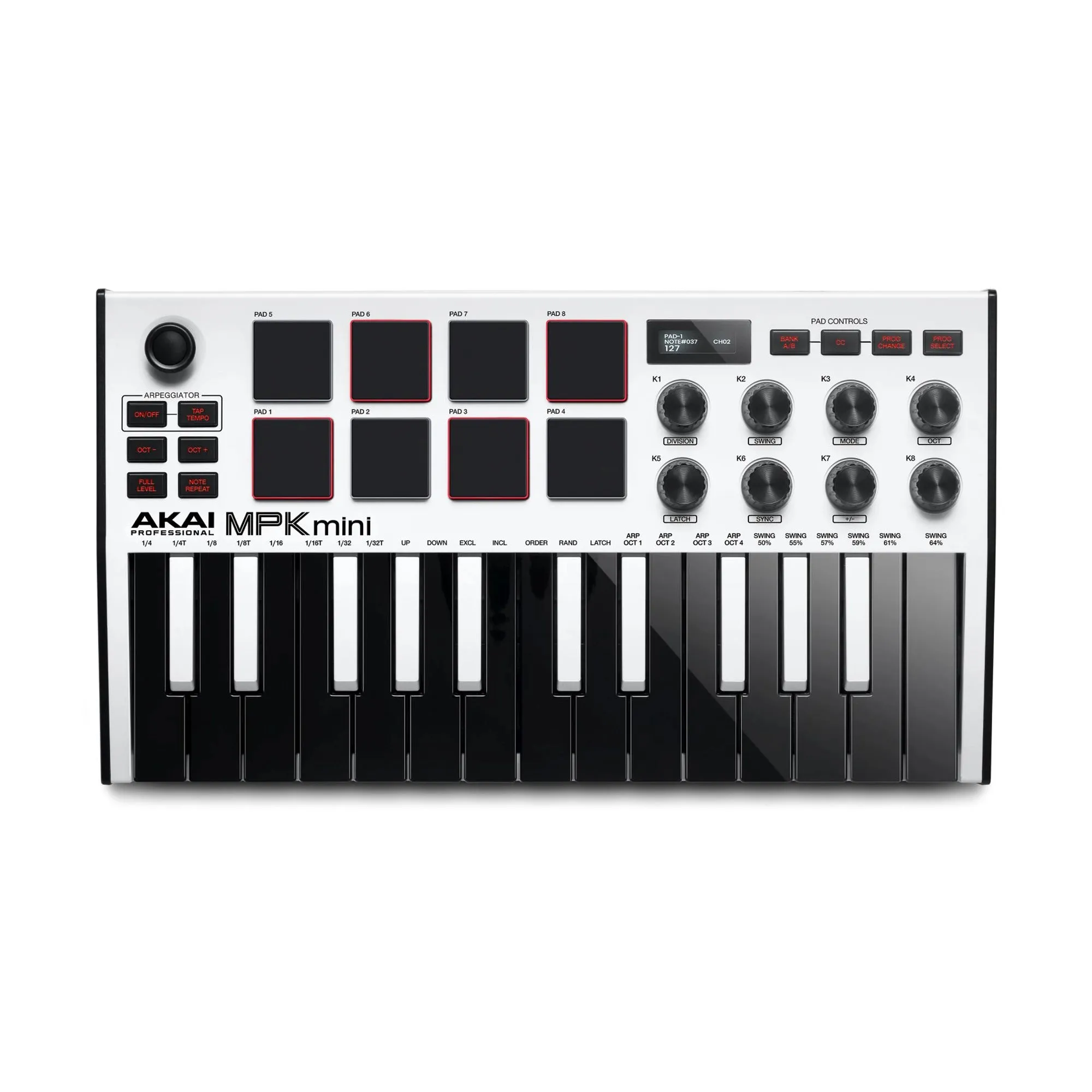 Akai MPKMINI3W USB MIDI Compact Controller-White