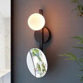 Amos Nebula Bathroom Wall Light with Mirror Black black