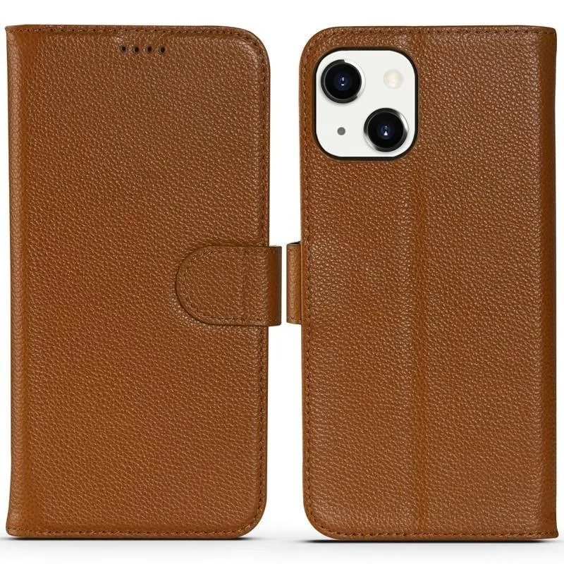 Apple iPhone 13 Pro Genuine Leather Flip Folio Book Wallet Case