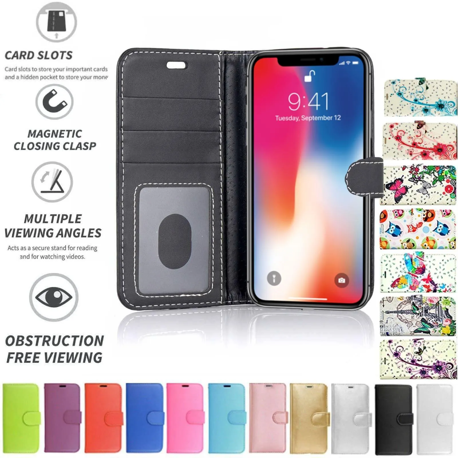 Apple iphone X / XS Flip Folio Book Wallet Case