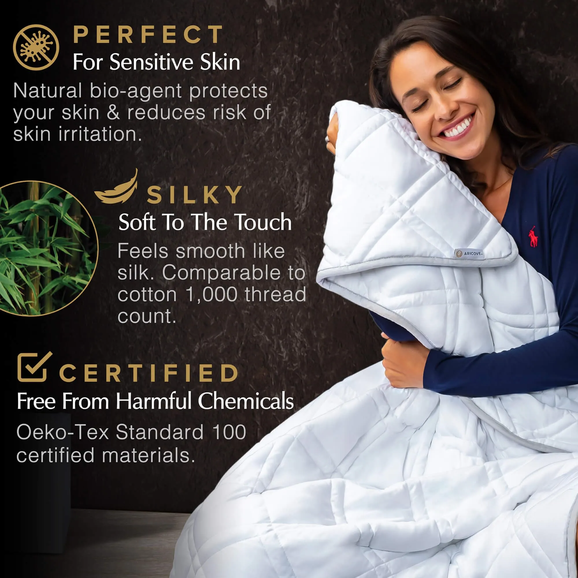 Aricove Cooling Weighted Blanket 15lb 60x80 for Full Queen Bed