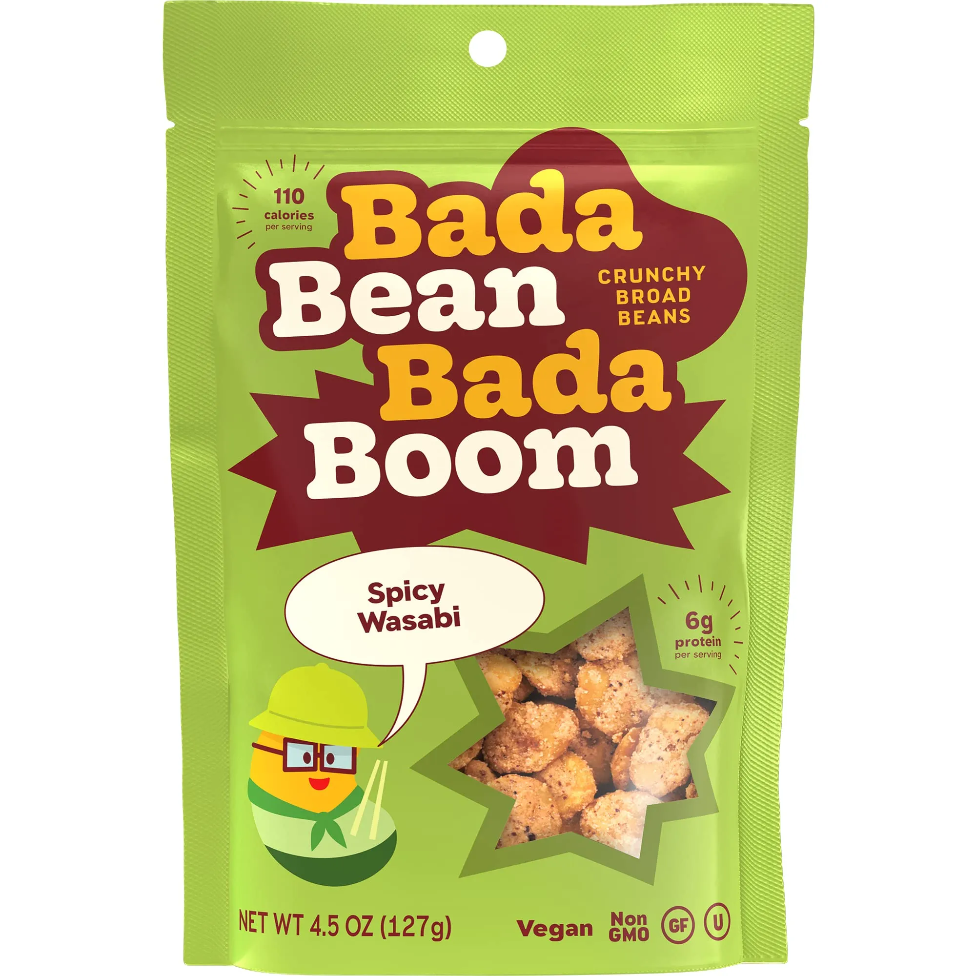 Bada Bean Bada Boom Spicy Wasabi Crunchy Broad Beans 54 Ounce Pack