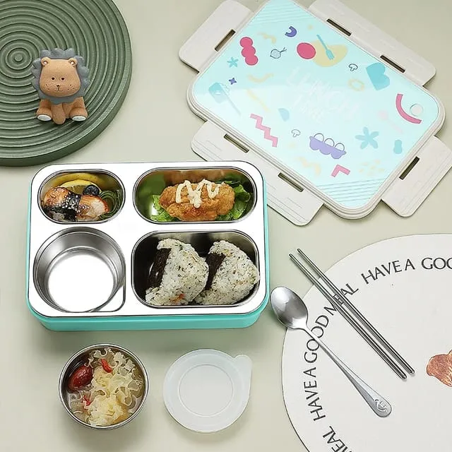 Bento Elite 4 Compartment Stainless Steel Lunch Box with Bowl