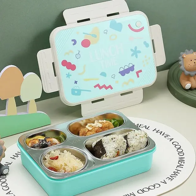 Bento Elite 4 Compartment Stainless Steel Lunch Box with Bowl