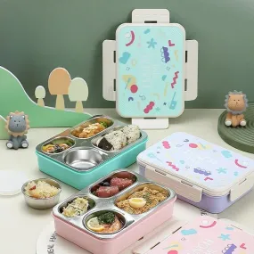 Bento Elite 4 Compartment Stainless Steel Lunch Box with Bowl