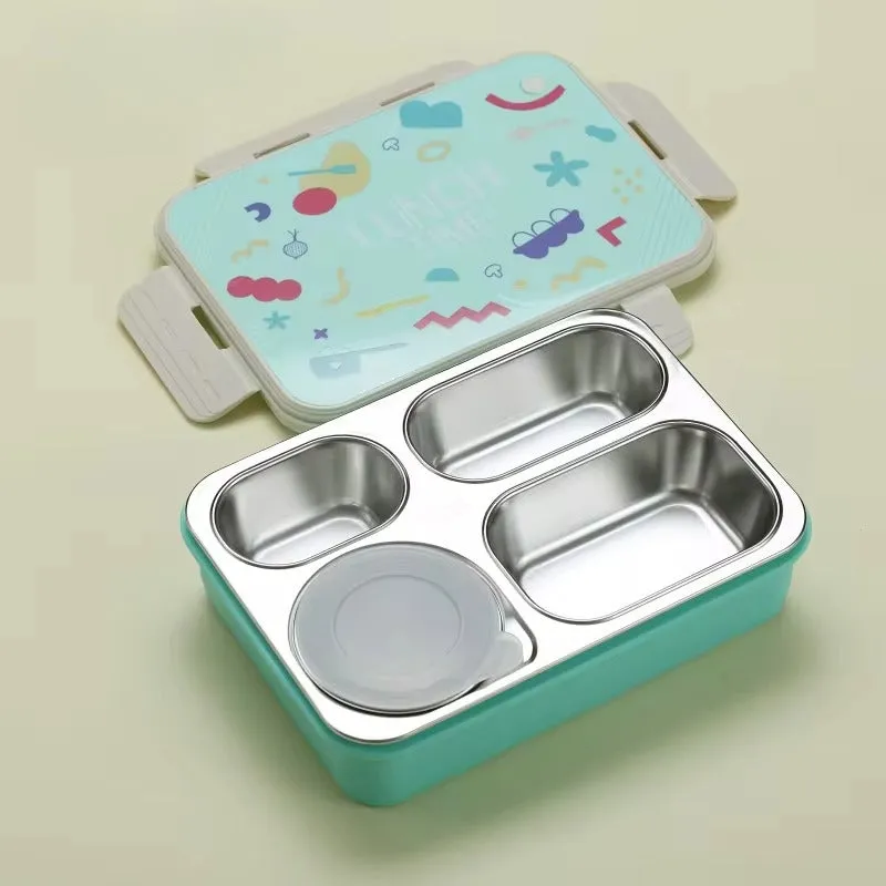 Bento Elite 4 Compartment Stainless Steel Lunch Box with Bowl