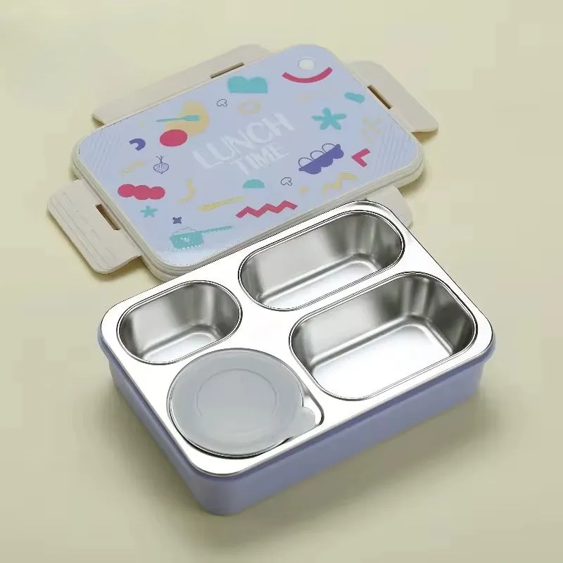 Bento Elite 4 Compartment Stainless Steel Lunch Box with Bowl