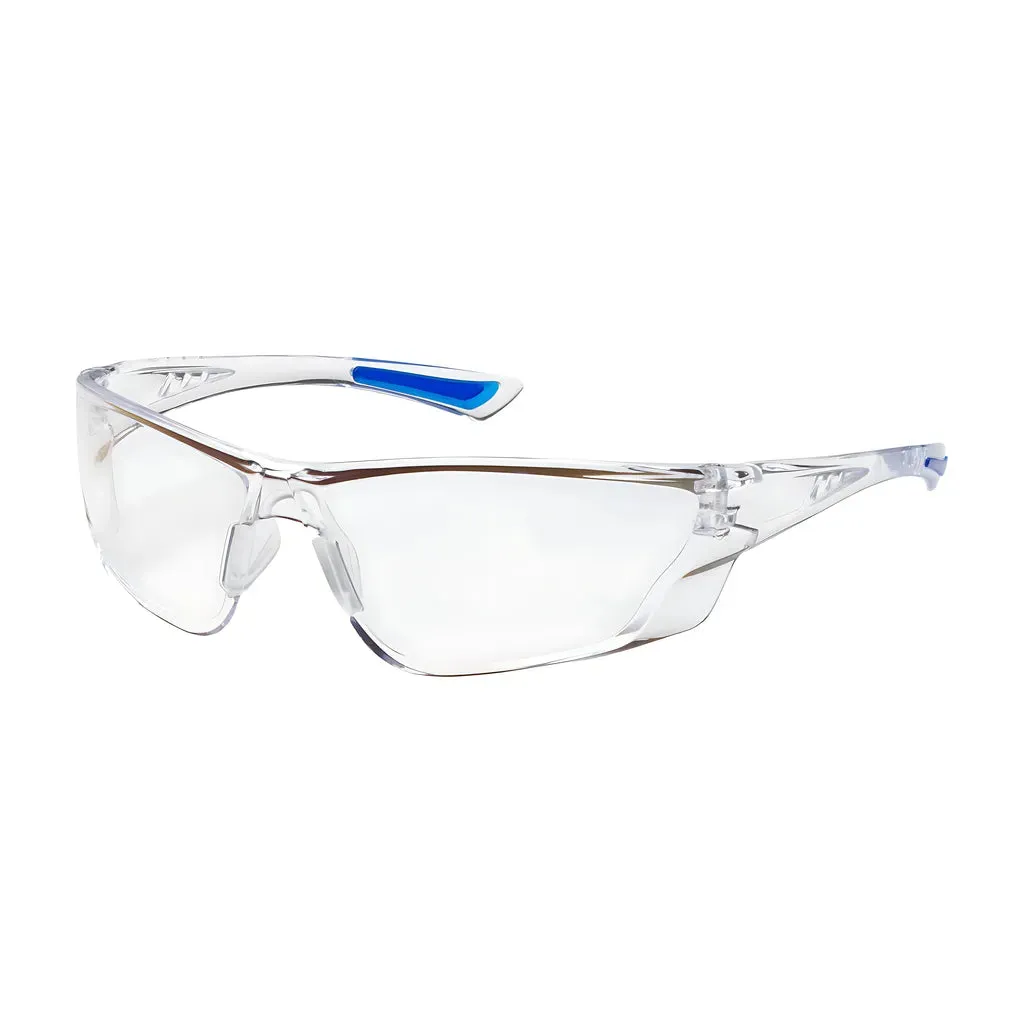 Bouton Optical 250-32-0010 Rimless Safety Glasses with Clear Temple, Clear Lens and Anti-Scratch / Anti-Reflective Coating