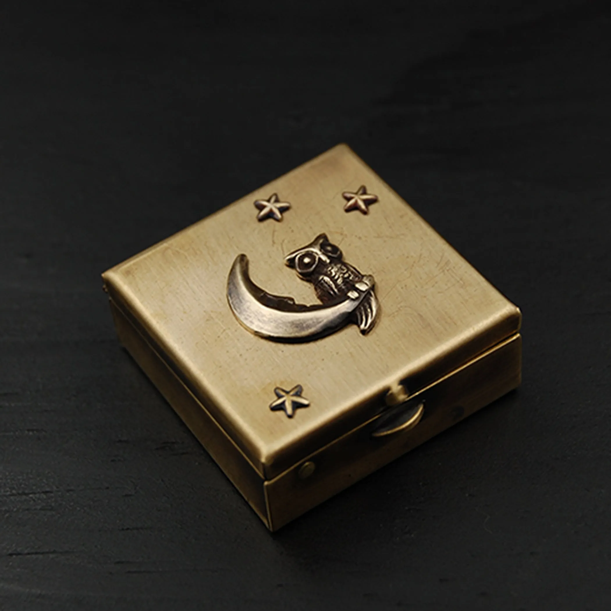 Brass Animal Pill Box with Your Choice of Owl, Cat, Fox, Rat or Bats!