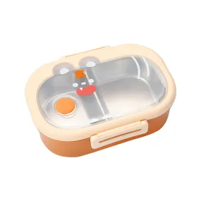 BUNNY DESIGN DOUBLE COMPARTMENT LUNCH BOX - ORANGE