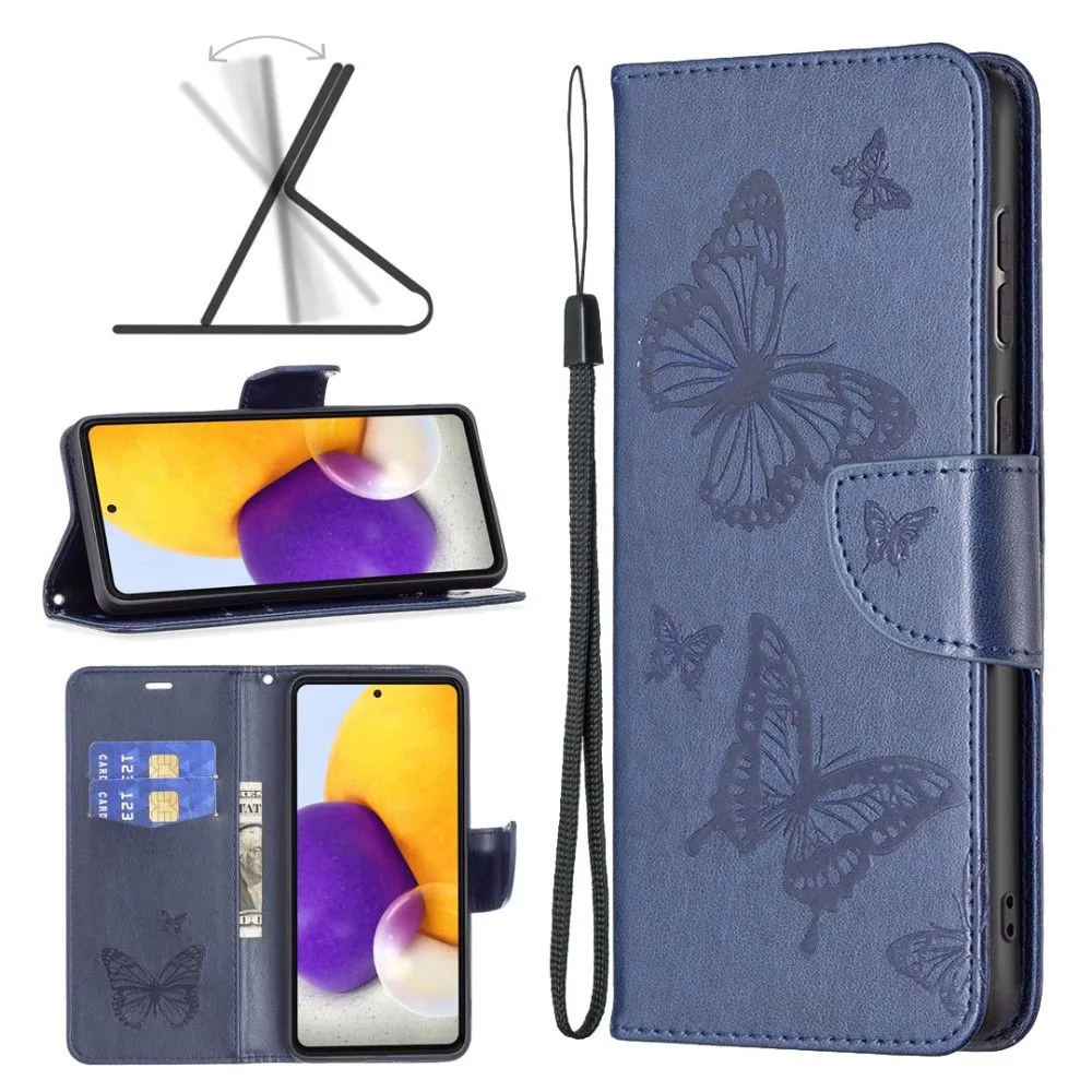 Butterfly Samsung Galaxy A73 flip case - Dark Blue