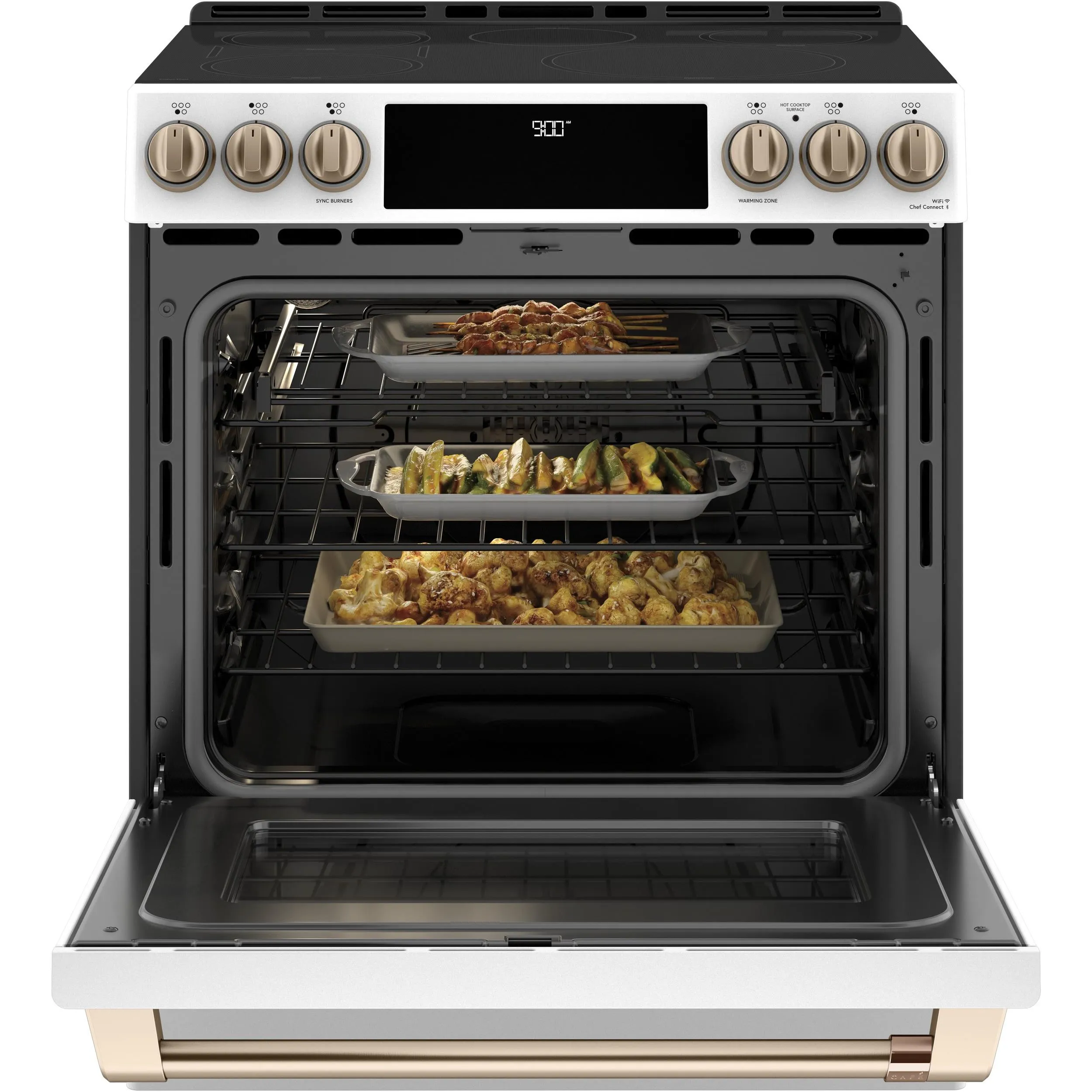 Café 30-inch Slide-in Induction Range with Warming Drawer CCHS900P4MW2