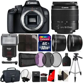 Canon EOS 3000D / Rebel T100 SLR Camera w/ 18-55mm Lens and 32GB Accessory Kit