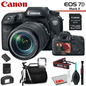 Canon EOS 7D Mark II DSLR Camera (Intl Model) with 18-135mm Lens & W-E1 Wi-Fi Adapter With Backpack