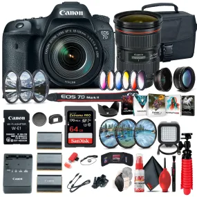 Canon EOS 7D Mark II DSLR Camera W/ 18-135mm f/3.5-5.6 IS USM Lens & W-E1 Deluxe Bundle