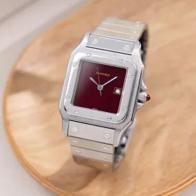 Cartier Santos Carrée Steel with Burgundy Dial Ref 2960