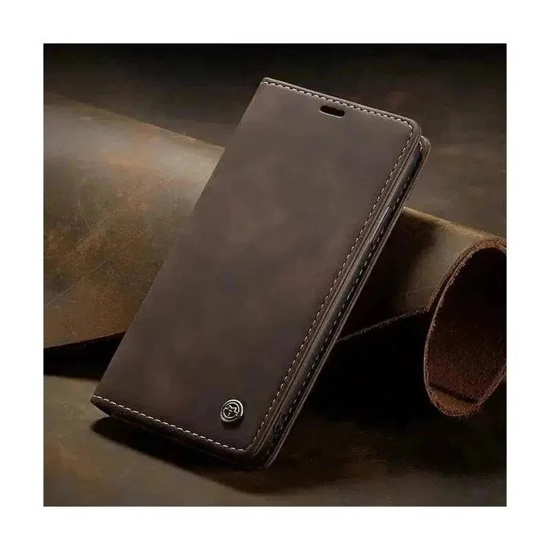 Caseme Magnetic Flip PU Leather Wallet Case for iPhone X / XS - Brown