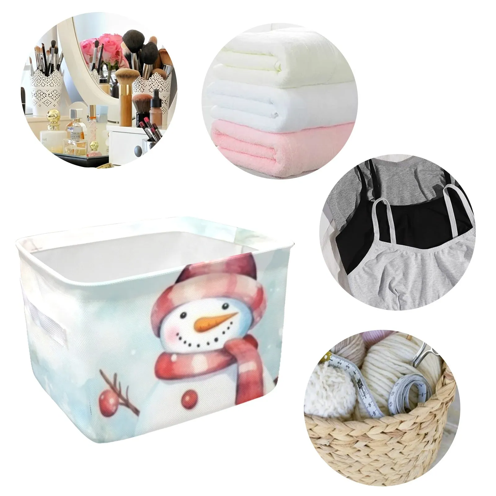 Christmas Snowman Fabric Storage Basket