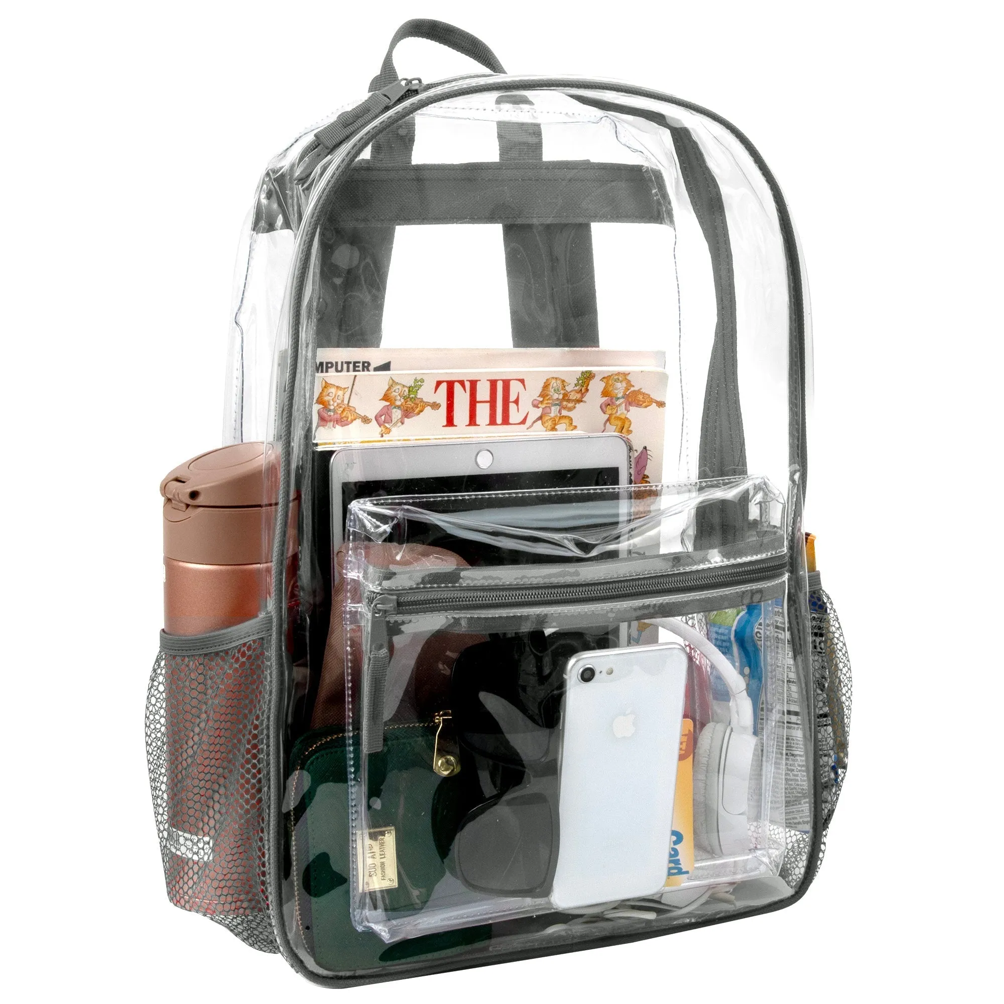 Classic 17 Inch Clear Backpack - Grey