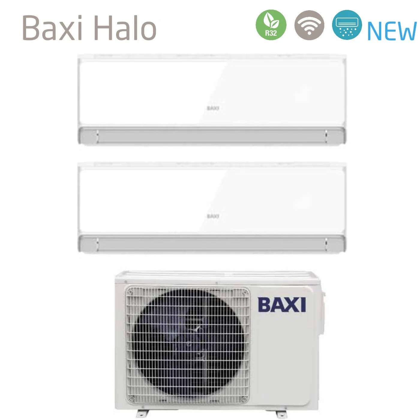 Climatizzatore Condizionatore Baxi Dual Split Inverter Serie HALO BIANCO 9 12 con LSGT40-2M R-32 Wi-Fi Integrato 9000 12000