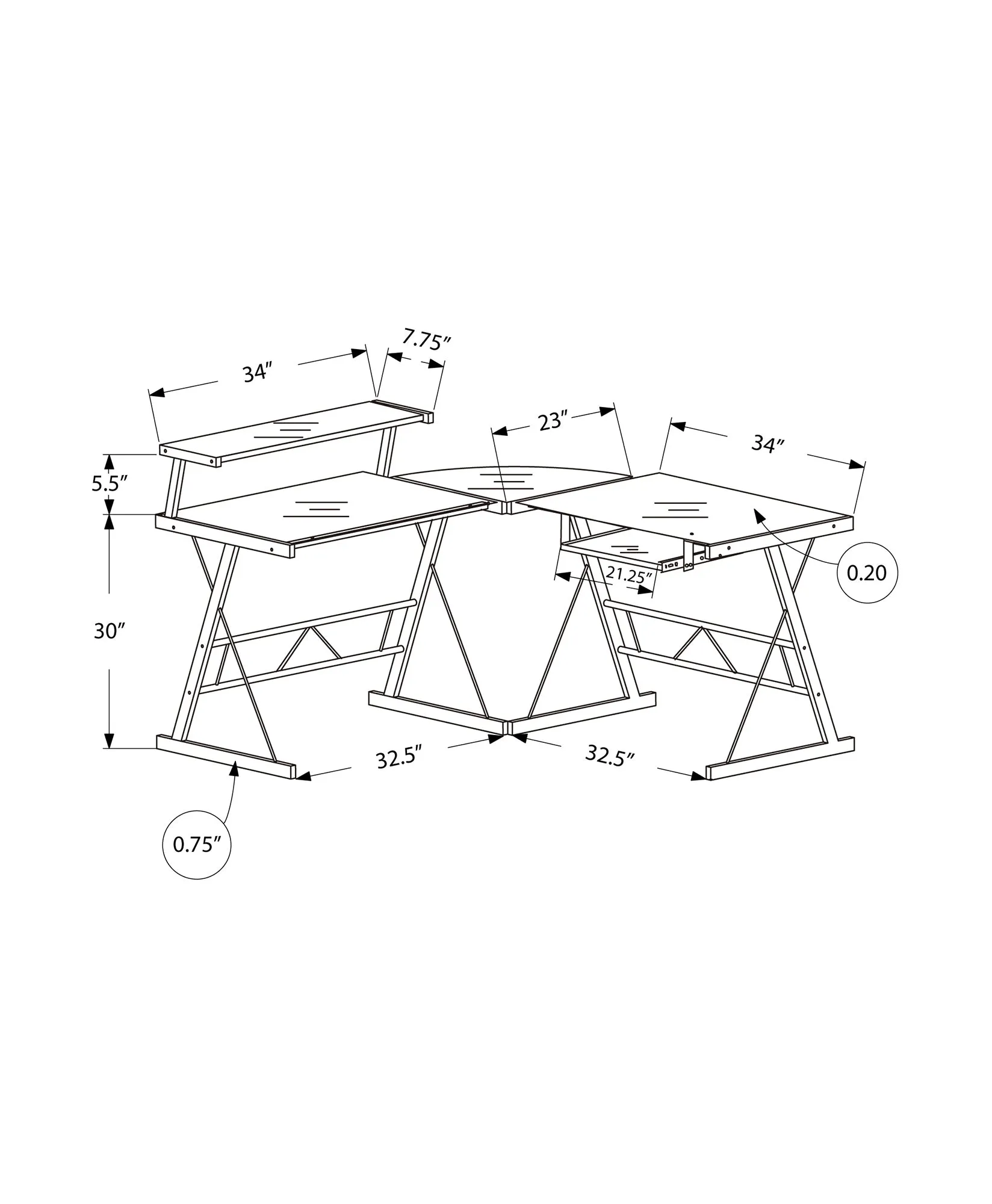 Computer Desk, Home Office, Corner, L Shape, Work, Laptop, Black Tempered Glass, Clear Tempered Glass, Contemporary, Modern