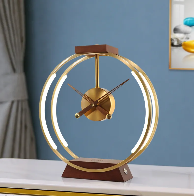 Creative clock lamp modern simple bedroom bedside light luxury decoration mobile phone intelligent wireless charging and storage lamp