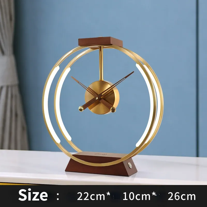 Creative clock lamp modern simple bedroom bedside light luxury decoration mobile phone intelligent wireless charging and storage lamp