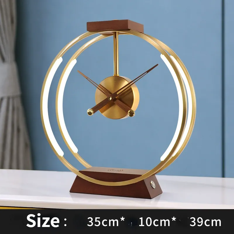 Creative clock lamp modern simple bedroom bedside light luxury decoration mobile phone intelligent wireless charging and storage lamp