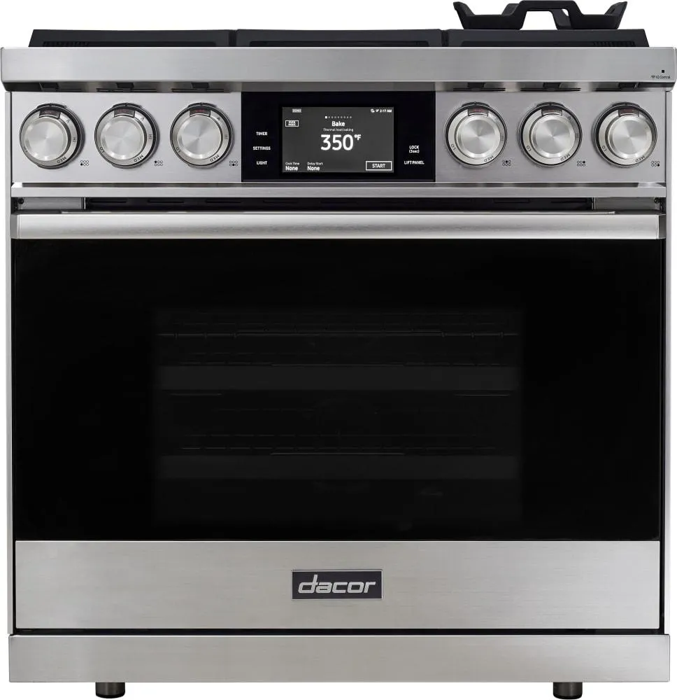 Dacor - 4.8 cu. ft  Dual Fuel Liquid Propane Range in Stainless - DOP36M86DPS