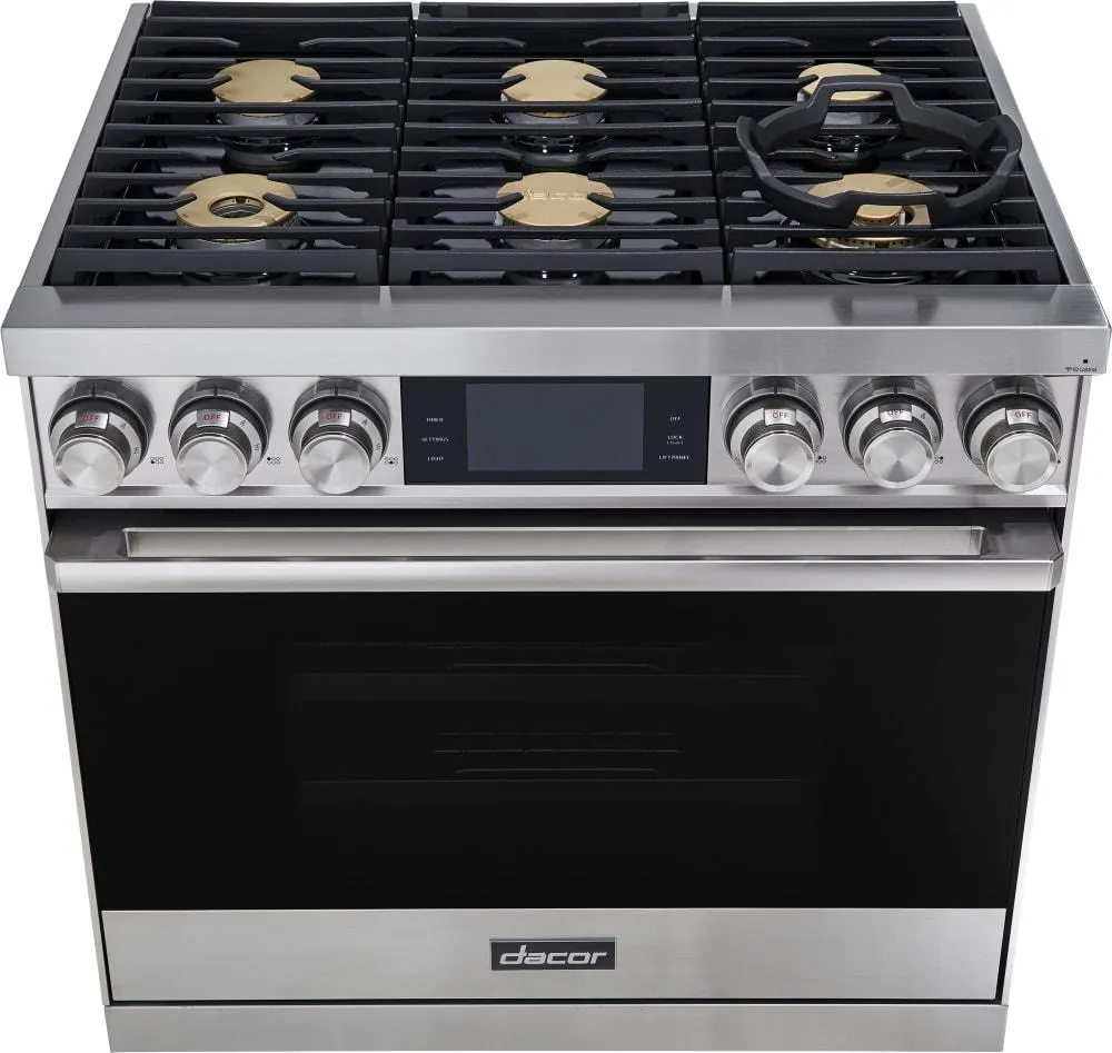 Dacor - 4.8 cu. ft  Dual Fuel Liquid Propane Range in Stainless - DOP36M86DPS