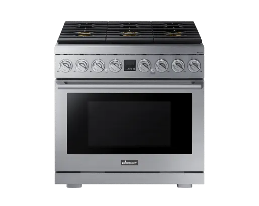 Dacor DOP36P86DLS Transitional 36" Dual-Fuel Range, Silver Stainless Steel, Natural Gas/Liquid Propan